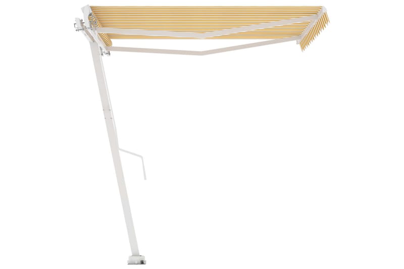 Fristående markis manuellt infällbar 350x250 cm gul/vit - Gul - Utemöbler - Solskydd - Markiser - Balkongmarkis