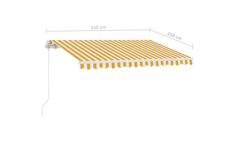 Fristående markis manuellt infällbar 350x250 cm gul/vit - Gul - Utemöbler - Solskydd - Markiser - Balkongmarkis