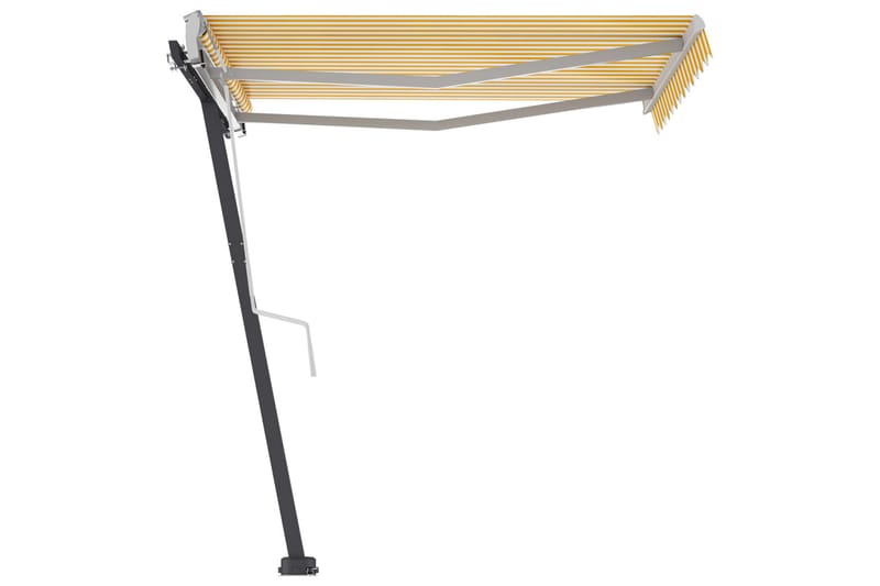 Fristående markis manuellt infällbar 350x250 cm gul/vit - Gul - Utemöbler - Solskydd - Markiser - Fönstermarkis