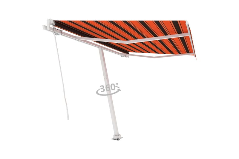 Fristående markis manuellt infällbar 350x250 cm orange/brun - Orange - Utemöbler - Solskydd - Markiser - Balkongmarkis