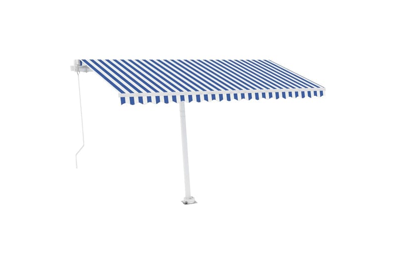 Fristående markis manuellt infällbar 400x300 cm blå/vit - Blå - Utemöbler - Solskydd - Markiser - Balkongmarkis