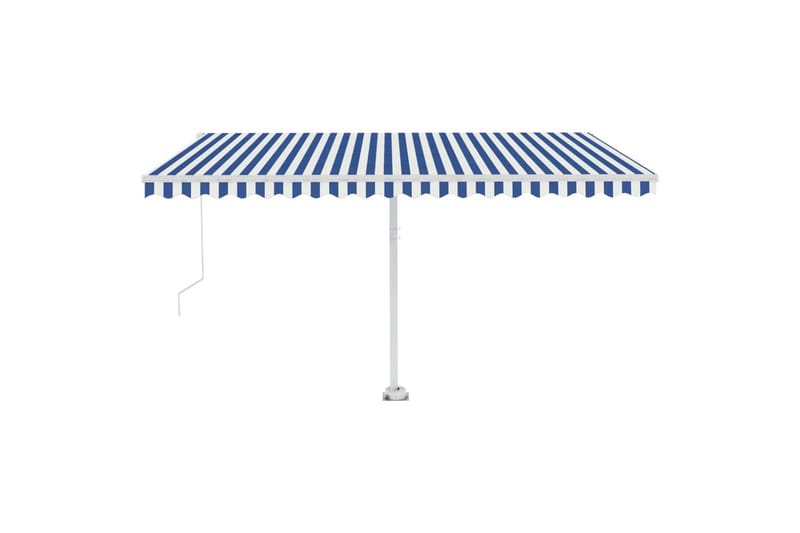 Fristående markis manuellt infällbar 400x300 cm blå/vit - Blå - Utemöbler - Solskydd - Markiser - Balkongmarkis