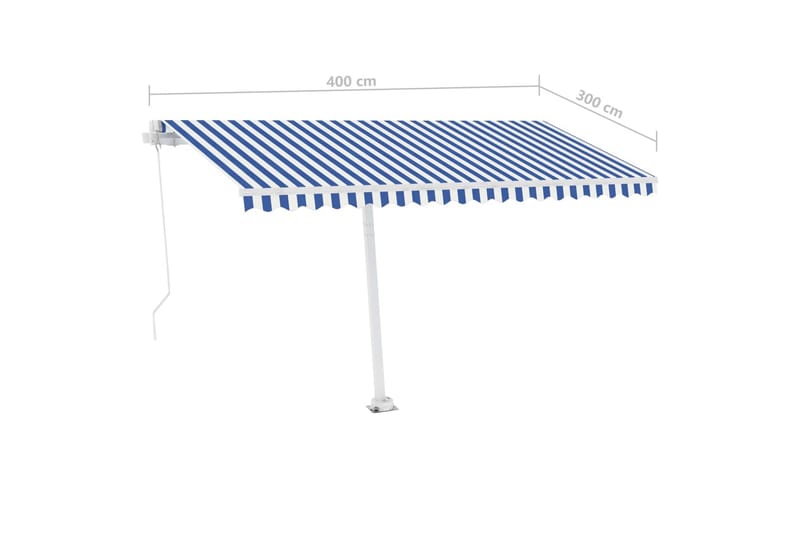 Fristående markis manuellt infällbar 400x300 cm blå/vit - Blå - Utemöbler - Solskydd - Markiser - Balkongmarkis
