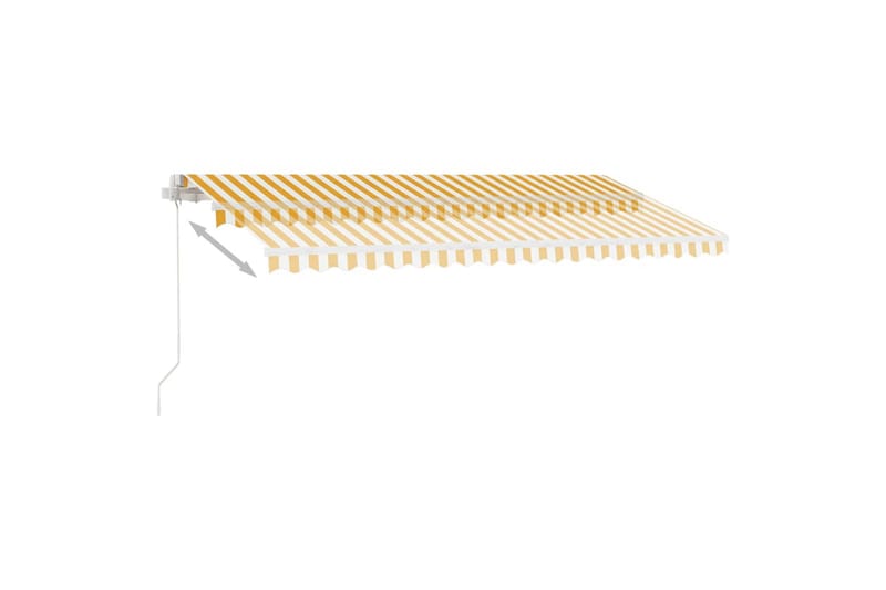 Fristående markis manuellt infällbar 450x350 cm gul/vit - Gul - Utemöbler - Solskydd - Markiser - Balkongmarkis