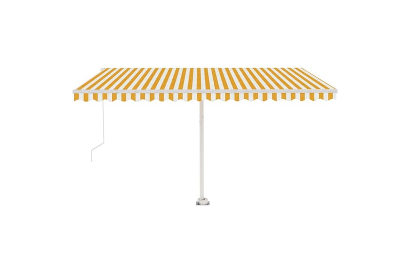 Fristående markis manuellt infällbar 450x350 cm gul/vit - Gul - Utemöbler - Solskydd - Markiser - Balkongmarkis