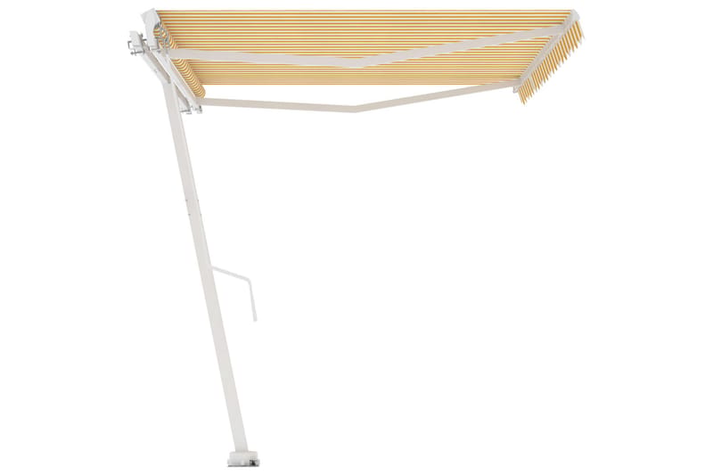 Fristående markis manuellt infällbar 450x350 cm gul/vit - Gul - Utemöbler - Solskydd - Markiser - Balkongmarkis