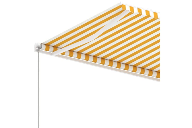 Fristående markis manuellt infällbar 450x350 cm gul/vit - Gul - Utemöbler - Solskydd - Markiser - Balkongmarkis