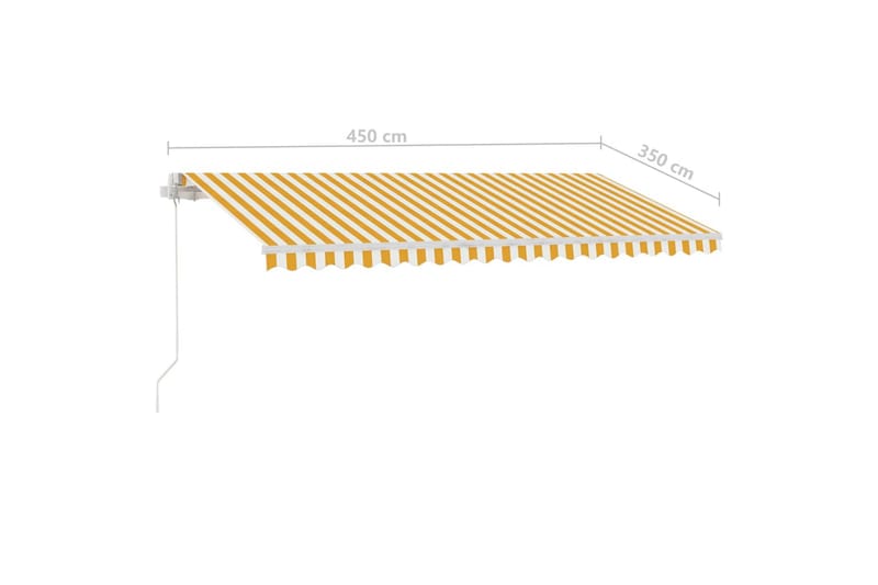 Fristående markis manuellt infällbar 450x350 cm gul/vit - Gul - Utemöbler - Solskydd - Markiser - Balkongmarkis