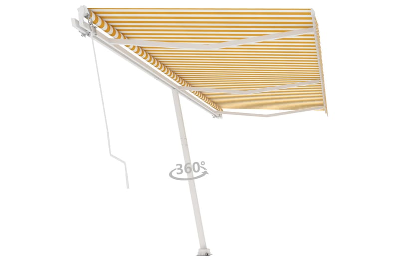 Fristående markis manuellt infällbar 600x300 cm gul/vit - Gul - Utemöbler - Solskydd - Markiser - Balkongmarkis