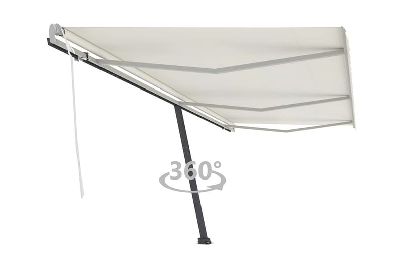 Fristående markis manuellt infällbar 600x350 cm gräddvit - Vit - Utemöbler - Solskydd - Markiser - Fönstermarkis