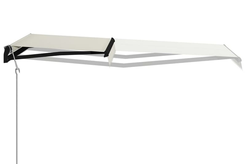 Infällbar markis med vindsensor & LED 300x250 cm gräddvit - Vit - Balkongmarkis - Markiser - Terrassmarkis
