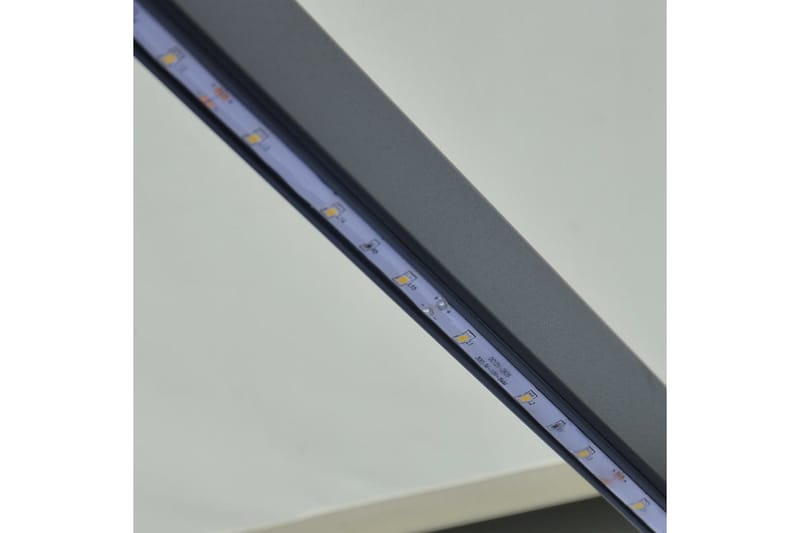 Infällbar markis med vindsensor & LED 300x250 cm gräddvit - Vit - Balkongmarkis - Markiser - Terrassmarkis