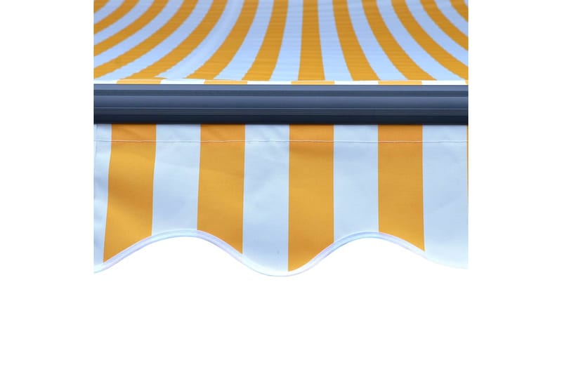 Infällbar markis med vindsensor & LED 300x250 cm gul och vit - Gul - Balkongmarkis - Markiser - Terrassmarkis