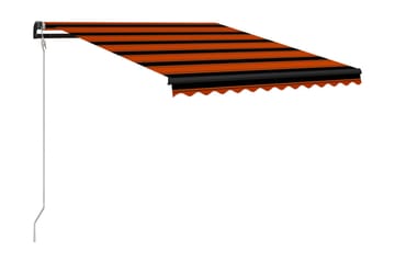 Infällbar markis med vindsensor & LED 300x250 cm orange & br