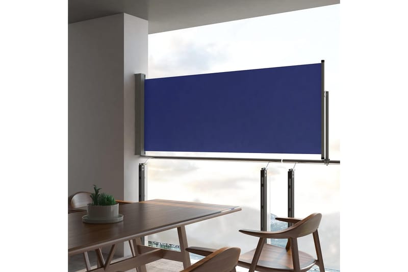 Infällbar sidomarkis 100x300 cm blå - Blå - Utemöbler - Solskydd - Markiser - Balkongmarkis
