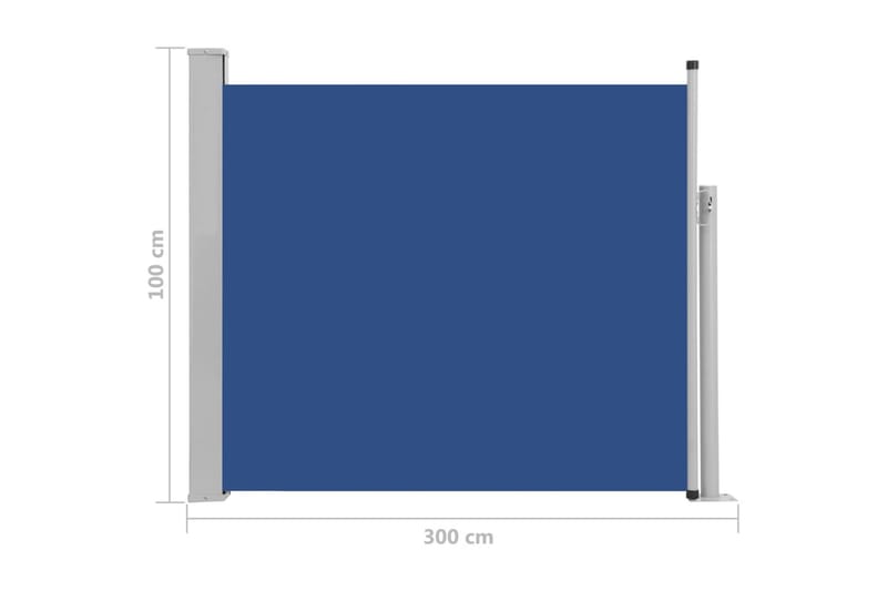 Infällbar sidomarkis 100x300 cm blå - Blå - Utemöbler - Solskydd - Markiser - Balkongmarkis
