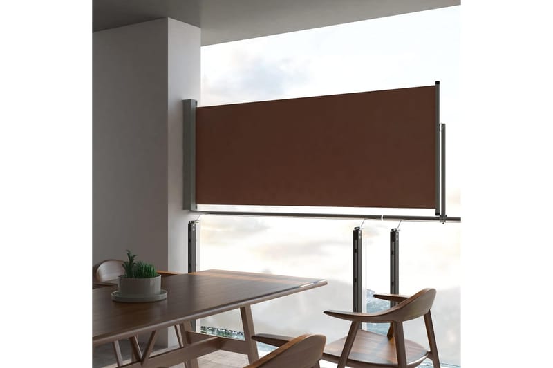 Infällbar sidomarkis 100x300 cm brun - Brun - Utemöbler - Solskydd - Markiser - Balkongmarkis
