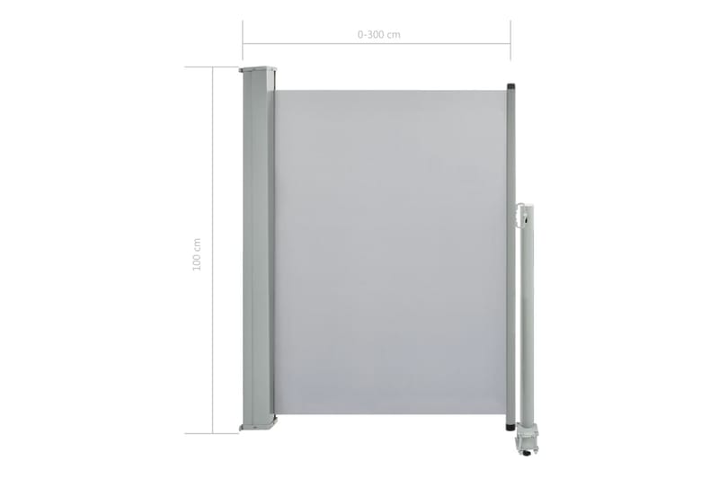 Infällbar sidomarkis 100x300 cm grå - Grå - Utemöbler - Solskydd - Markiser - Balkongmarkis