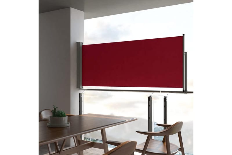 Infällbar sidomarkis 100x300 cm röd - Röd - Utemöbler - Solskydd - Markiser - Balkongmarkis