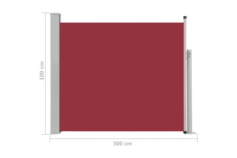 Infällbar sidomarkis 100x300 cm röd - Röd - Balkongmarkis - Markiser - Sidomarkis - Balkongskydd & insynsskydd balkong