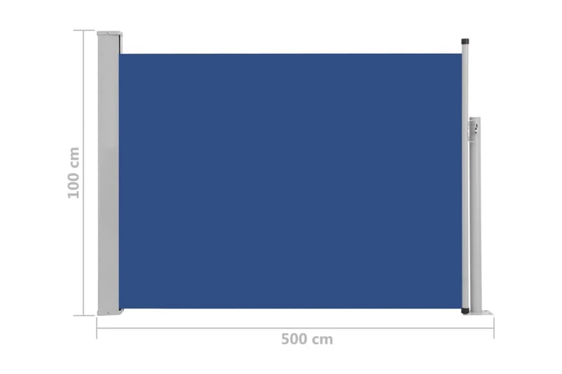 Infällbar sidomarkis 100x500 cm blå - Blå - Balkongmarkis - Markiser - Sidomarkis - Balkongskydd & insynsskydd balkong