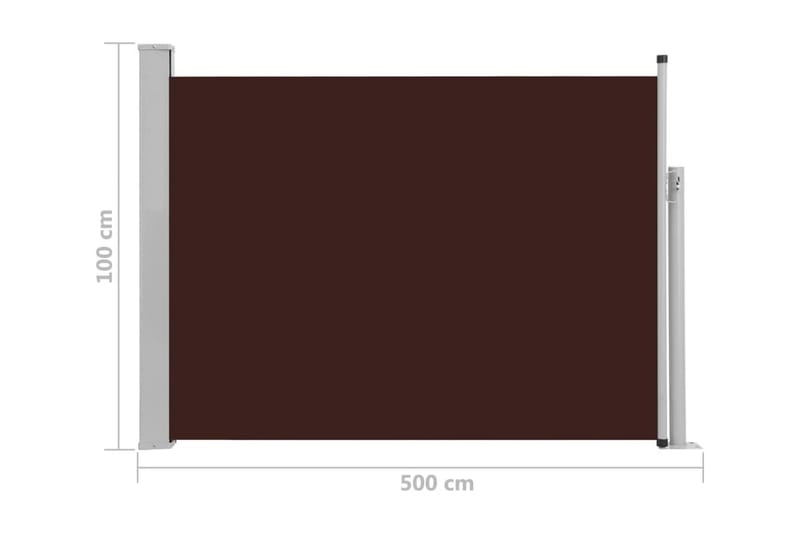 Infällbar sidomarkis 100x500 cm brun - Brun - Balkongmarkis - Markiser - Sidomarkis - Balkongskydd & insynsskydd balkong