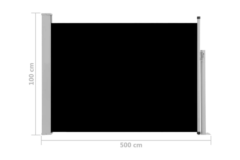Infällbar sidomarkis 100x500 cm svart - Svart - Utemöbler - Solskydd - Markiser - Balkongmarkis
