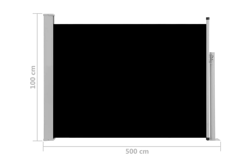 Infällbar sidomarkis 100x500 cm svart - Svart - Balkongmarkis - Markiser - Sidomarkis - Balkongskydd & insynsskydd balkong