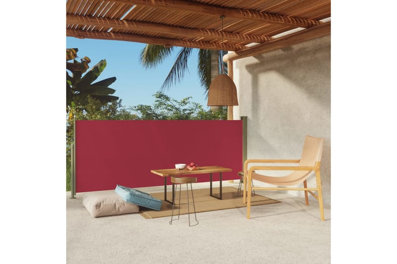 Infällbar sidomarkis 117x300 cm röd - Röd - Balkongmarkis - Markiser - Sidomarkis - Balkongskydd & insynsskydd balkong