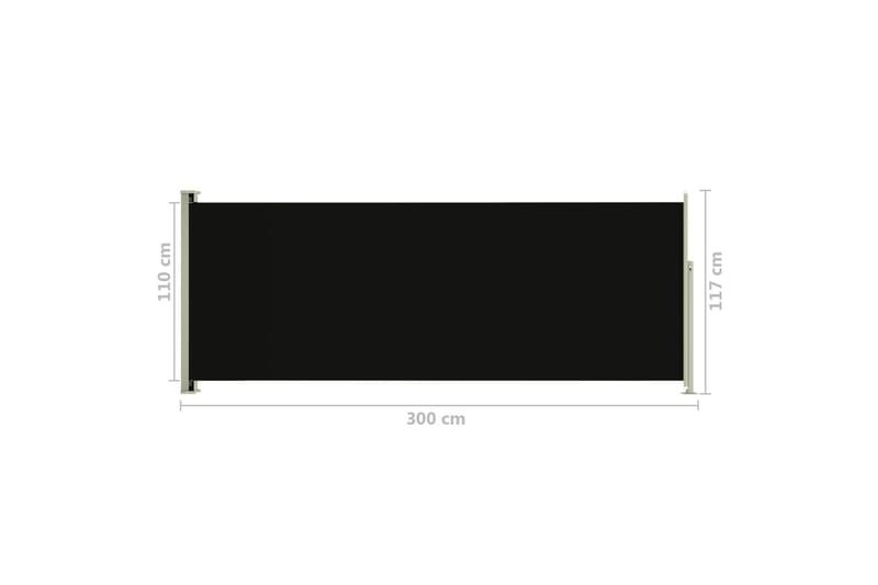 Infällbar sidomarkis 117x300 cm svart - Svart - Balkongmarkis - Markiser - Sidomarkis - Balkongskydd & insynsskydd balkong
