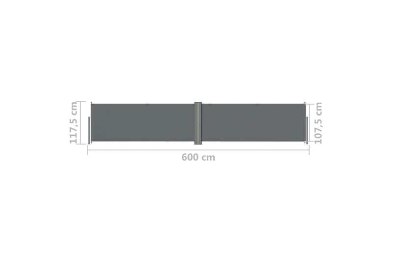 Infällbar sidomarkis 117x600 cm antracit - Grå - Balkongmarkis - Markiser - Sidomarkis - Balkongskydd & insynsskydd balkong