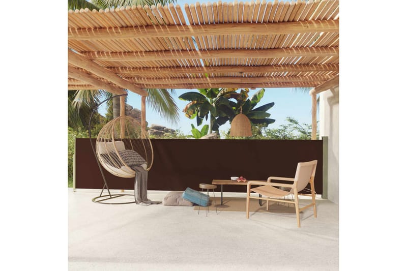 Infällbar sidomarkis 117x600 cm brun - Brun - Utemöbler - Solskydd - Markiser - Balkongmarkis