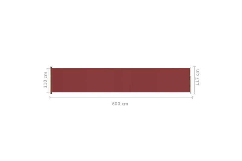 Infällbar sidomarkis 117x600 cm röd - Röd - Utemöbler - Solskydd - Markiser - Balkongmarkis