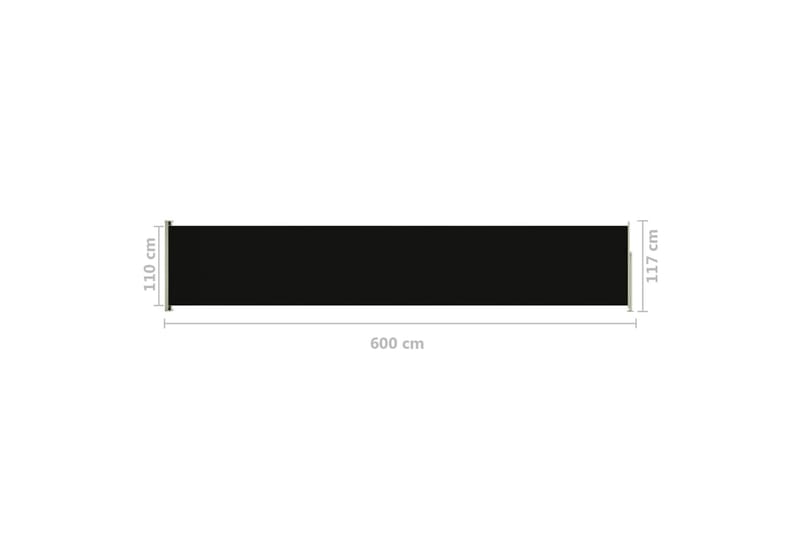 Infällbar sidomarkis 117x600 cm svart - Svart - Utemöbler - Solskydd - Markiser - Balkongmarkis