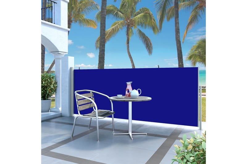 Infällbar sidomarkis 120x300 cm blå - Blå - Utemöbler - Solskydd - Markiser - Balkongmarkis