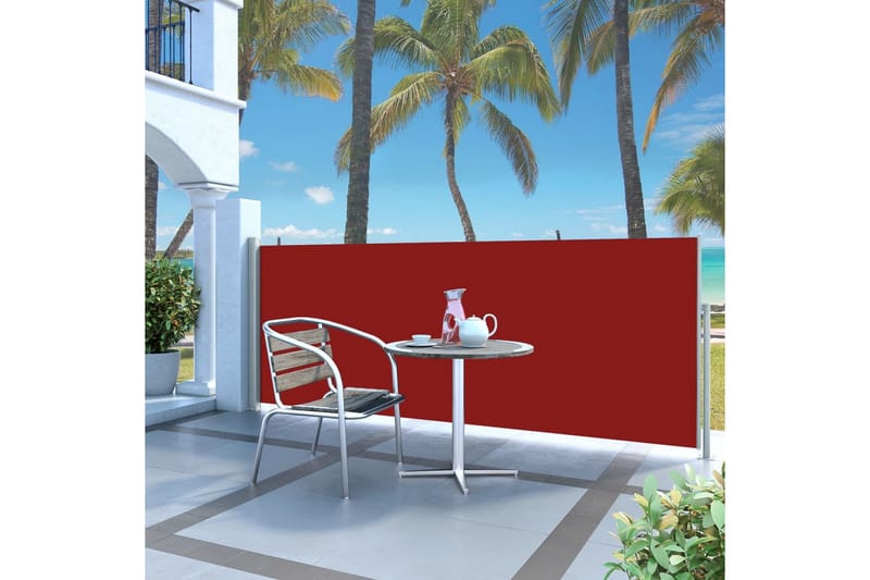 Infällbar sidomarkis 120x300 cm röd - Röd - Utemöbler - Solskydd - Markiser - Balkongmarkis