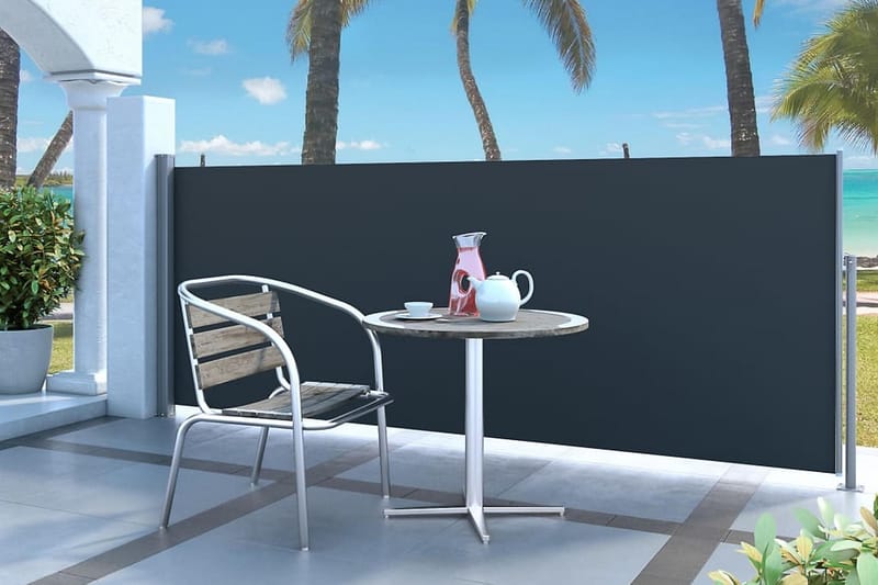 Infällbar sidomarkis 120x300 cm svart - Svart - Utemöbler - Solskydd - Markiser - Balkongmarkis