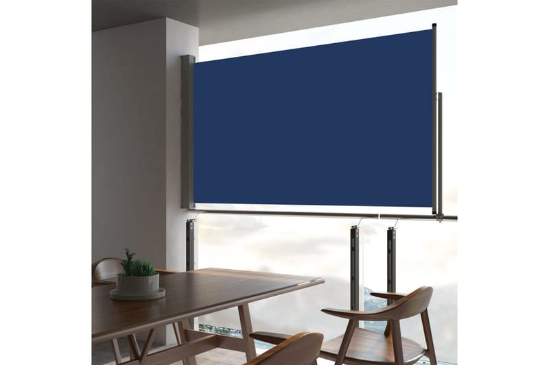 Infällbar sidomarkis 140x300 cm blå - Blå - Utemöbler - Solskydd - Markiser - Balkongmarkis