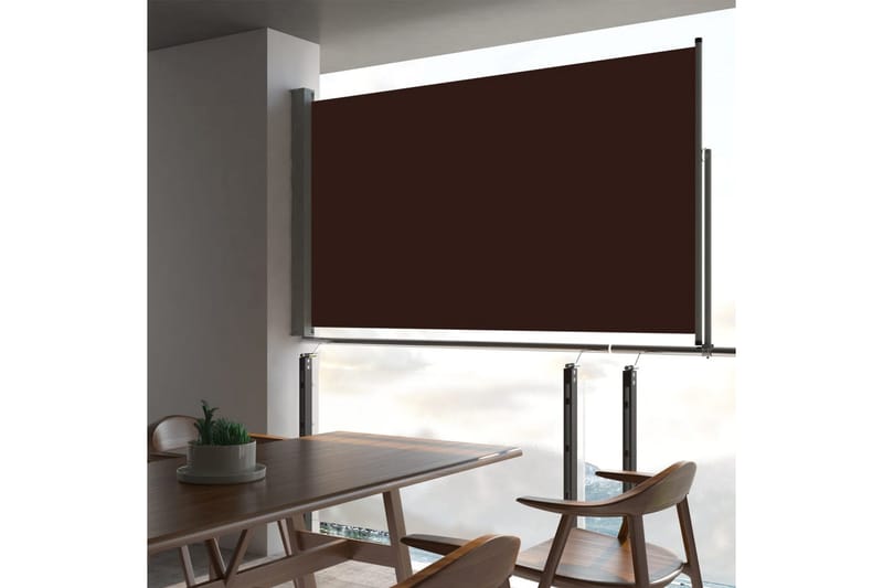 Infällbar sidomarkis 140x300 cm brun - Brun - Utemöbler - Solskydd - Markiser - Balkongmarkis