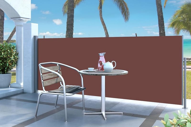 Infällbar sidomarkis 140x300 cm brun - Brun - Utemöbler - Solskydd - Markiser - Balkongmarkis