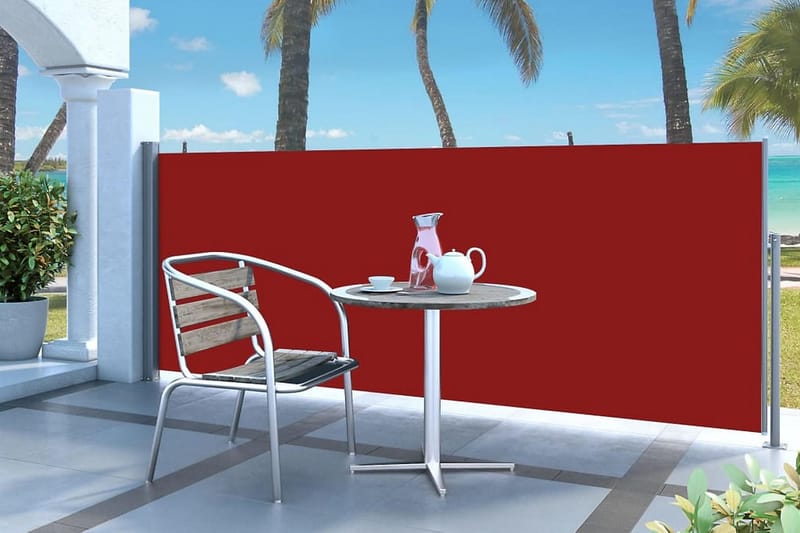 Infällbar sidomarkis 140x300 cm röd - Röd - Utemöbler - Solskydd - Markiser - Balkongmarkis