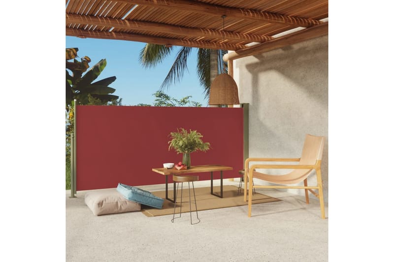 Infällbar sidomarkis 140x300 cm röd - Röd - Utemöbler - Solskydd - Markiser - Balkongmarkis