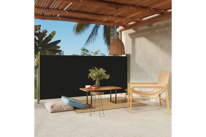 Infällbar sidomarkis 140x300 cm svart - Svart - Utemöbler - Solskydd - Markiser - Balkongmarkis