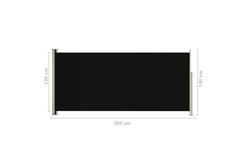 Infällbar sidomarkis 140x300 cm svart - Svart - Balkongmarkis - Markiser - Sidomarkis - Balkongskydd & insynsskydd balkong