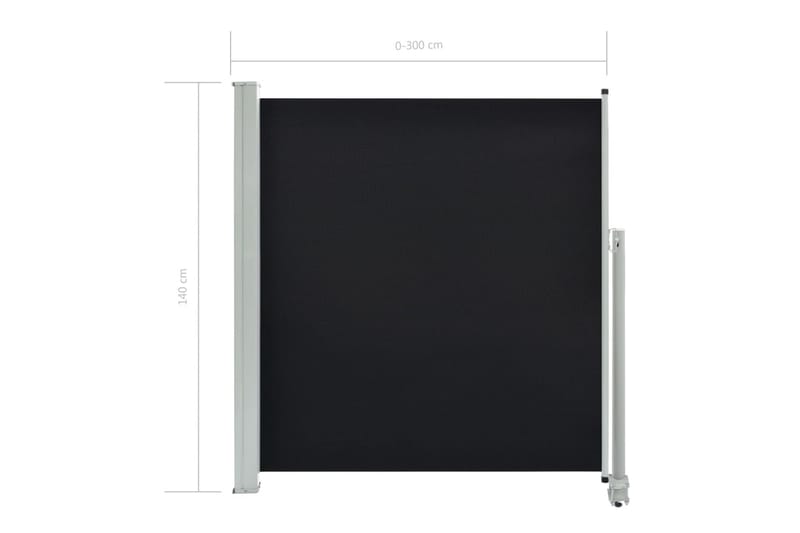 Infällbar sidomarkis 140x300 cm svart - Svart - Utemöbler - Solskydd - Markiser - Balkongmarkis