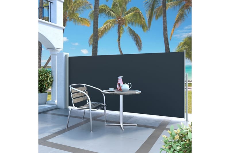 Infällbar sidomarkis 140x300 cm svart - Svart - Utemöbler - Solskydd - Markiser - Balkongmarkis