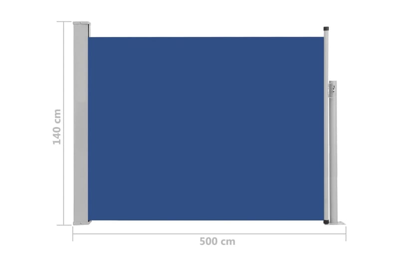 Infällbar sidomarkis 140x500 cm blå - Blå - Utemöbler - Solskydd - Markiser - Balkongmarkis