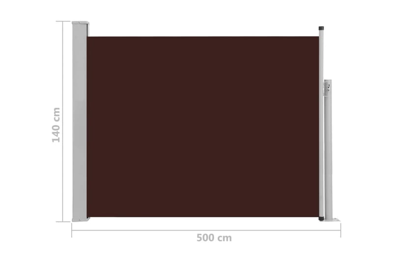 Infällbar sidomarkis 140x500 cm brun - Grå - Utemöbler - Solskydd - Markiser - Balkongmarkis