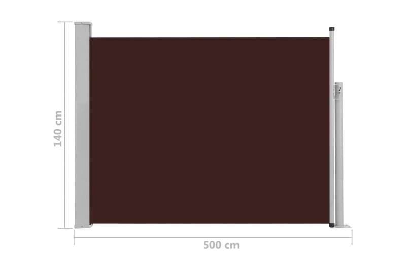 Infällbar sidomarkis 140x500 cm brun - Grå - Balkongmarkis - Markiser - Sidomarkis - Balkongskydd & insynsskydd balkong