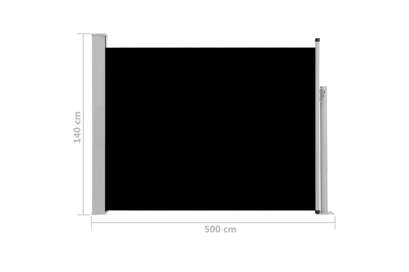 Infällbar sidomarkis 140x500 cm svart - Svart - Balkongmarkis - Markiser - Sidomarkis - Balkongskydd & insynsskydd balkong